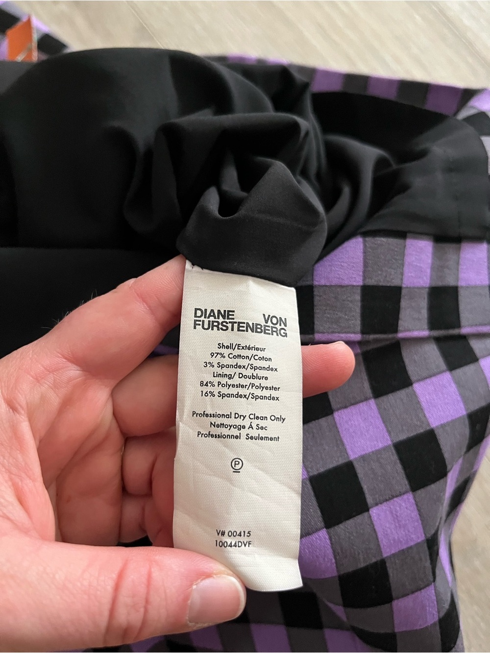NWT Diane von Furstenberg Women’s Purple & Black Gingham Sheath Dress - Size 4 - Picture 6 of 7